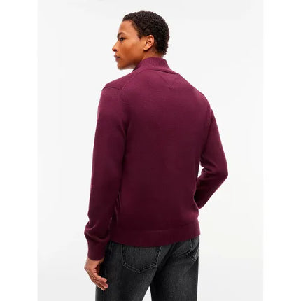 Tommy Jeans 1/4 Zip Sweater in Calypso Berry