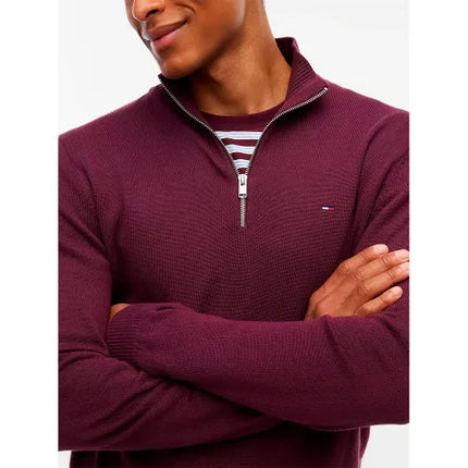 Tommy Jeans 1/4 Zip Sweater in Calypso Berry