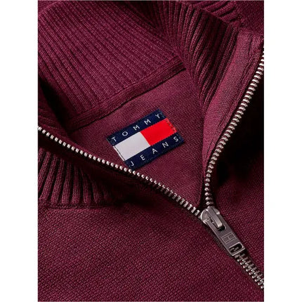 Tommy Jeans 1/4 Zip Sweater in Calypso Berry