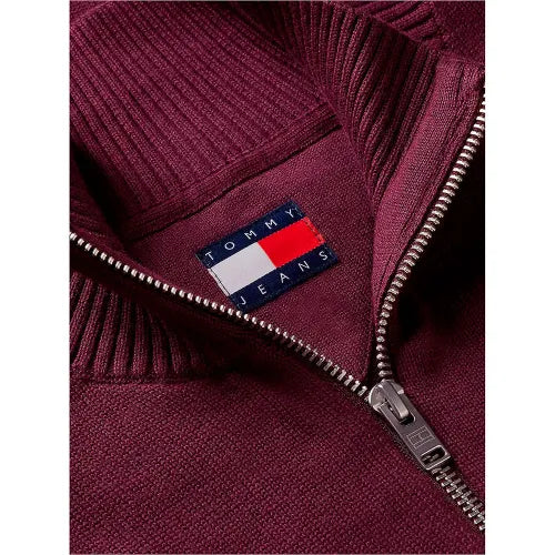 Tommy Jeans 1/4 Zip Sweater in Calypso Berry