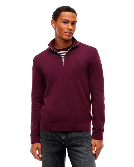 Tommy Jeans 1/4 Zip Sweater in Calypso Berry