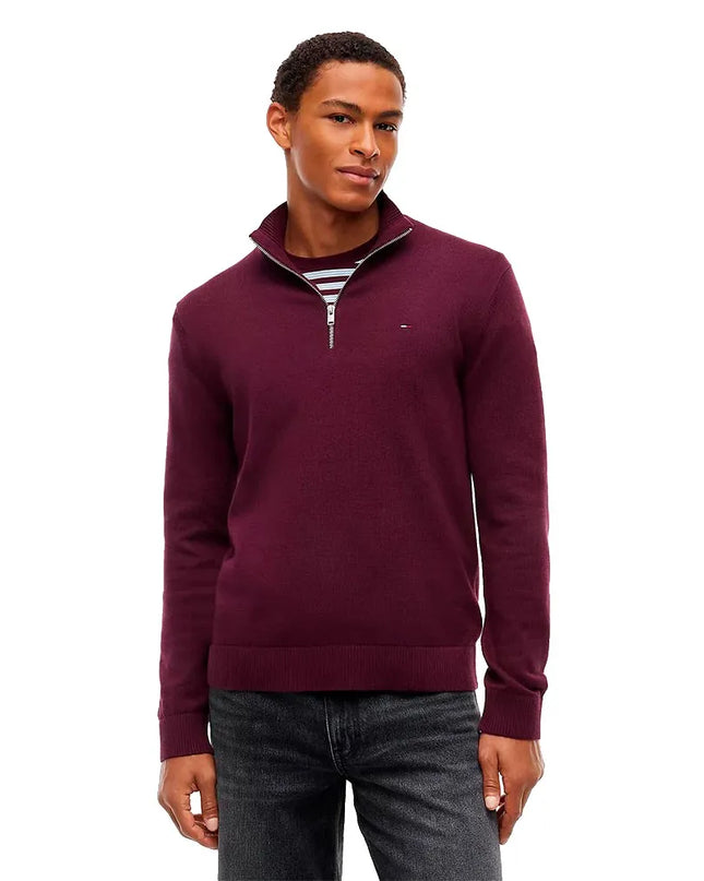 Tommy Jeans 1/4 Zip Sweater in Calypso Berry