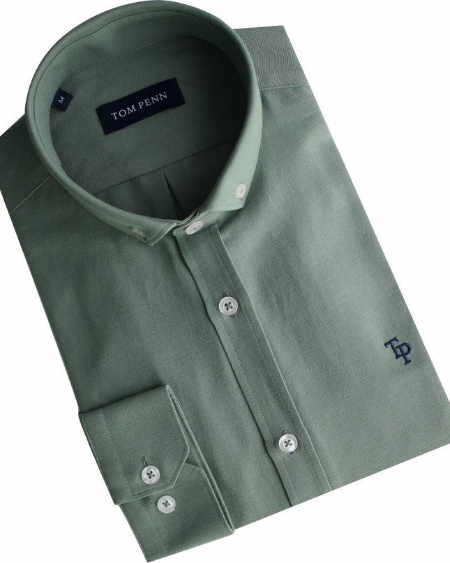 Tom Penn Green Oxford Long Sleeve Shirt