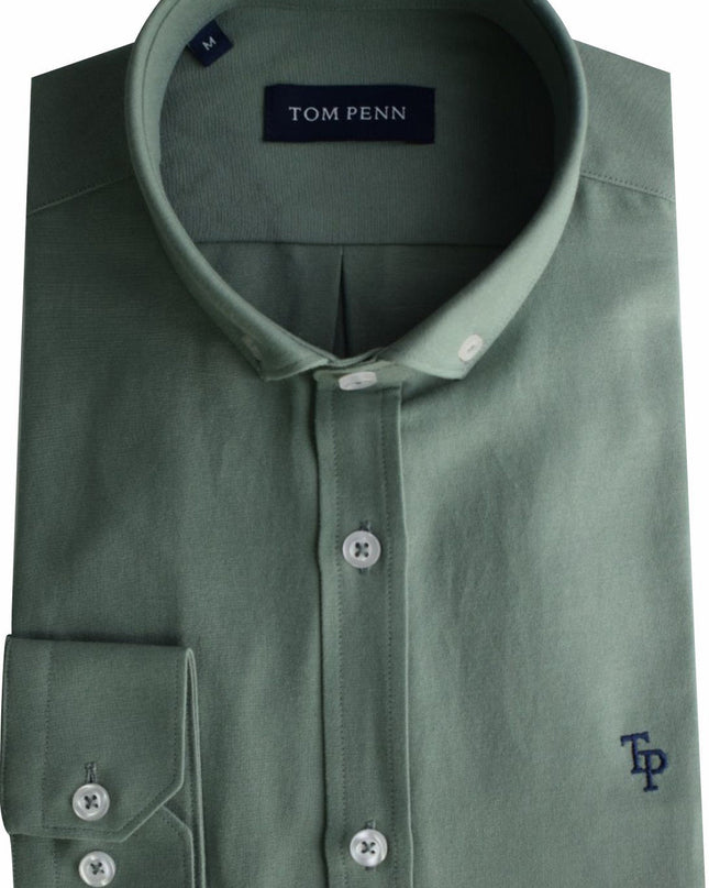 Tom Penn Green Oxford Long Sleeve Shirt