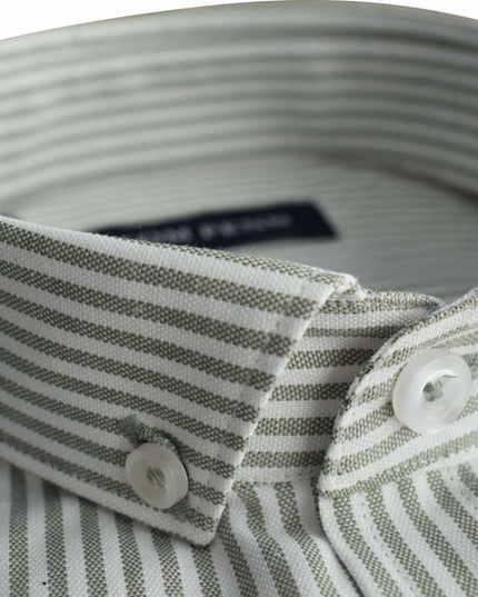 Tom Penn Oxford Striped Shirt in Green