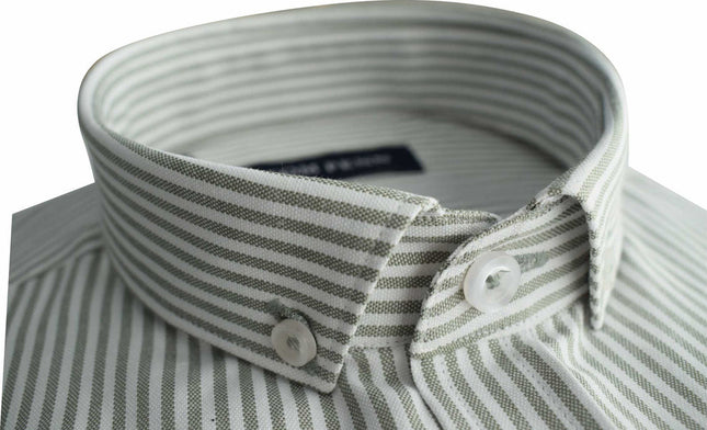 Tom Penn Oxford Striped Shirt in Green