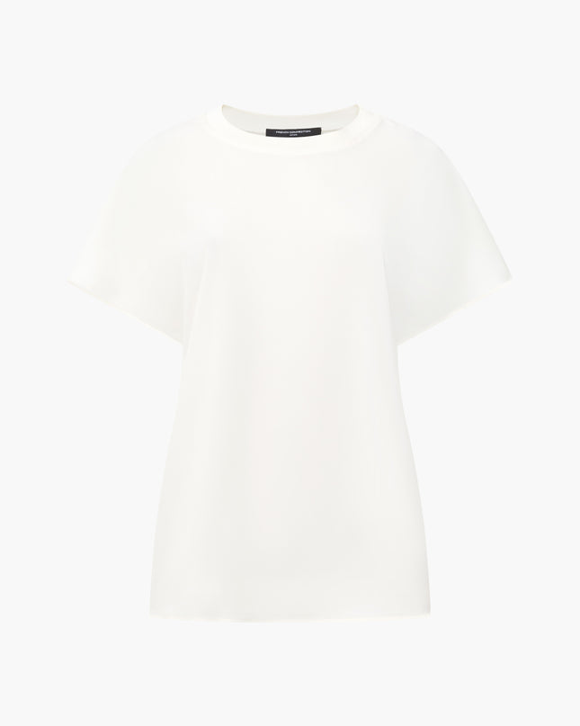 Crepe Light Crew Neck Top - Porcelain Cream