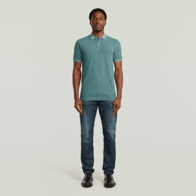 Dunda Overdyed Slim Polo - Mineral Blue
