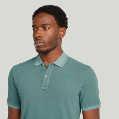 Dunda Overdyed Slim Polo - Mineral Blue