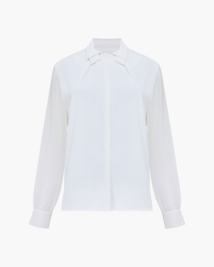 Arezzo Crepe Collar Detail Shirt - Summer White