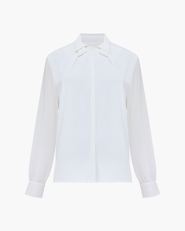 Arezzo Crepe Collar Detail Shirt - Summer White