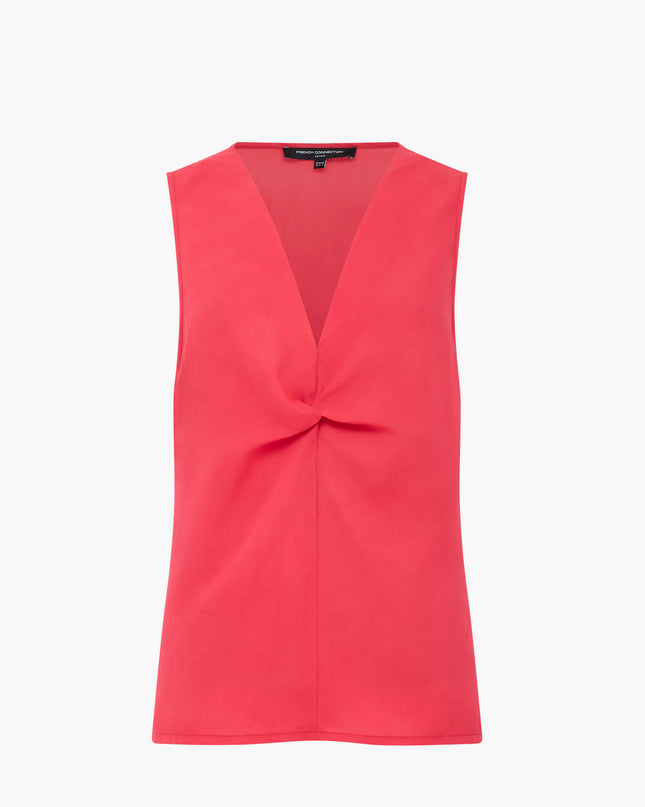 Mila Georgette Front Twist Top - Watermelon Red