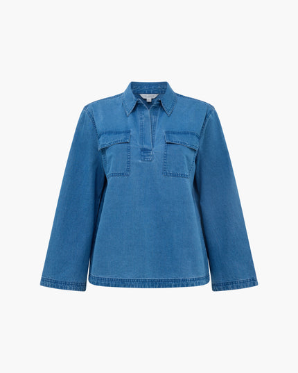 Zaves Chambray Pocket Shirt - Medium Wash