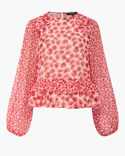 Poppy Enima Semi Sheer Top - Red Multi