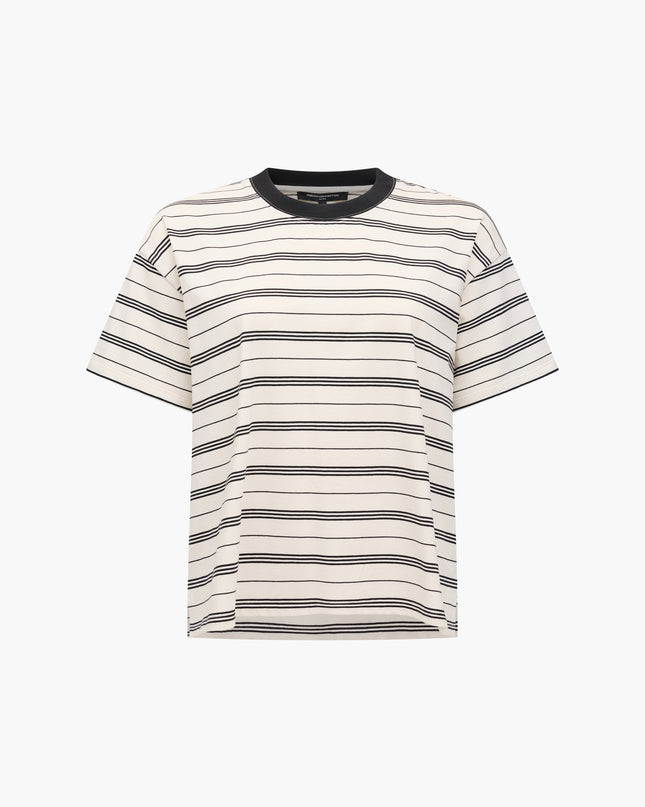 Pernille Jersey Striped Tee - Cream/Black