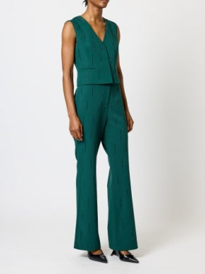 Miles Embellished Trouser - Emerald Green
