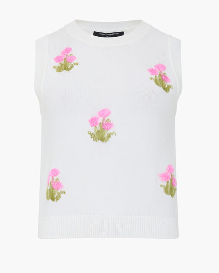 Junie Floral Applique Vest - Porcelain Cream