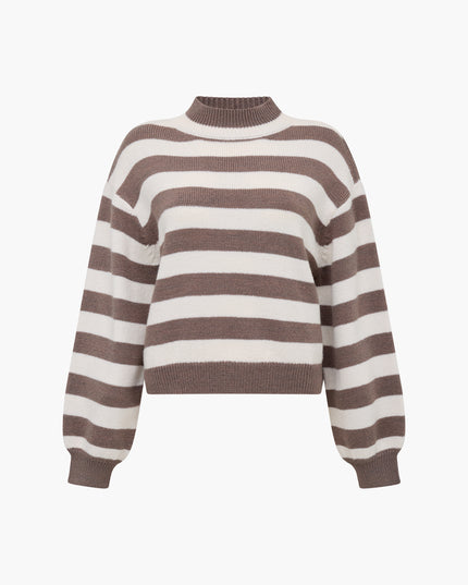 Larisa Knit Long Sleeve Jumper - Taupe/Porcelain