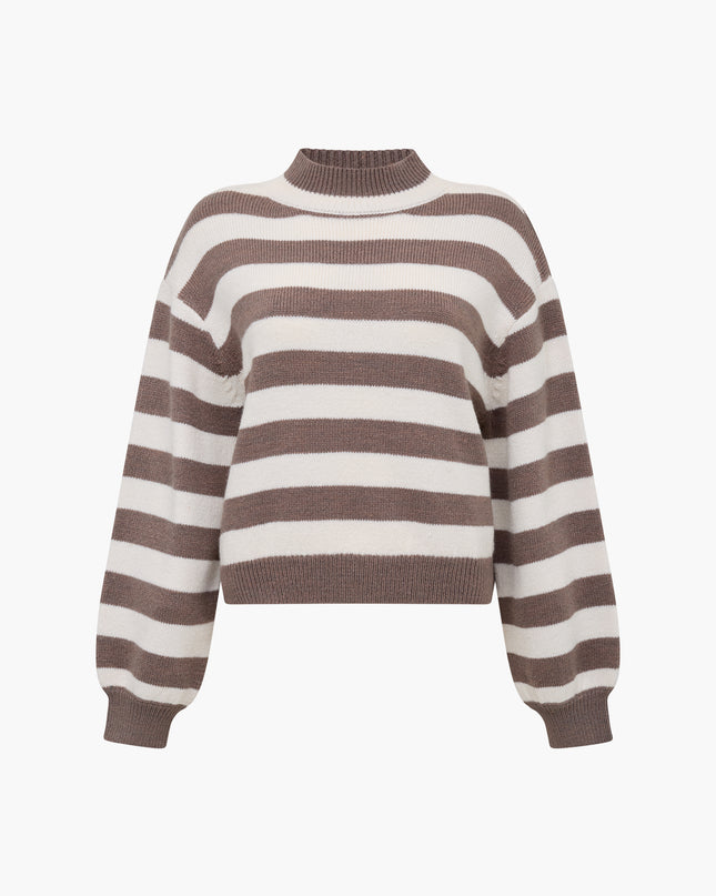 Larisa Knit Long Sleeve Jumper - Taupe/Porcelain