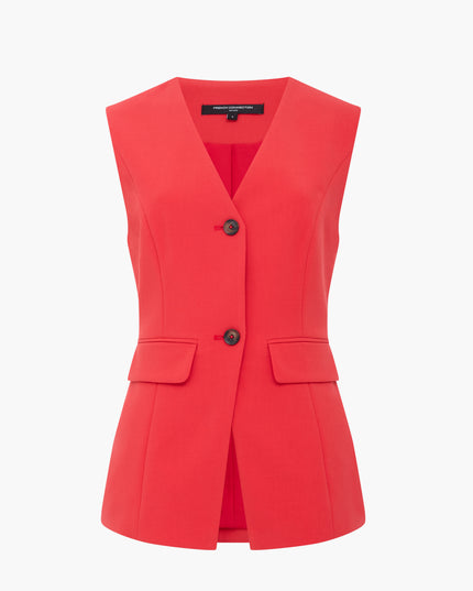 Carlie Longline Fitted Waistcoat - Watermelon Red