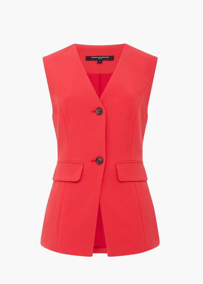 Carlie Longline Fitted Waistcoat - Watermelon Red