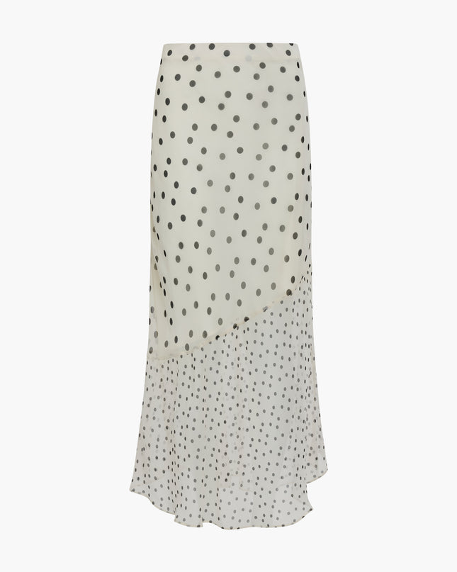 Valeria Emina Chiffon Polka Skirt - Porcelain Cream