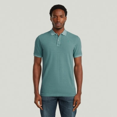 Dunda Overdyed Slim Polo - Mineral Blue