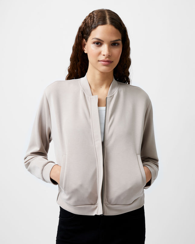 Wren Long Sleeve Zip Through Bomber - Washed Macchiato