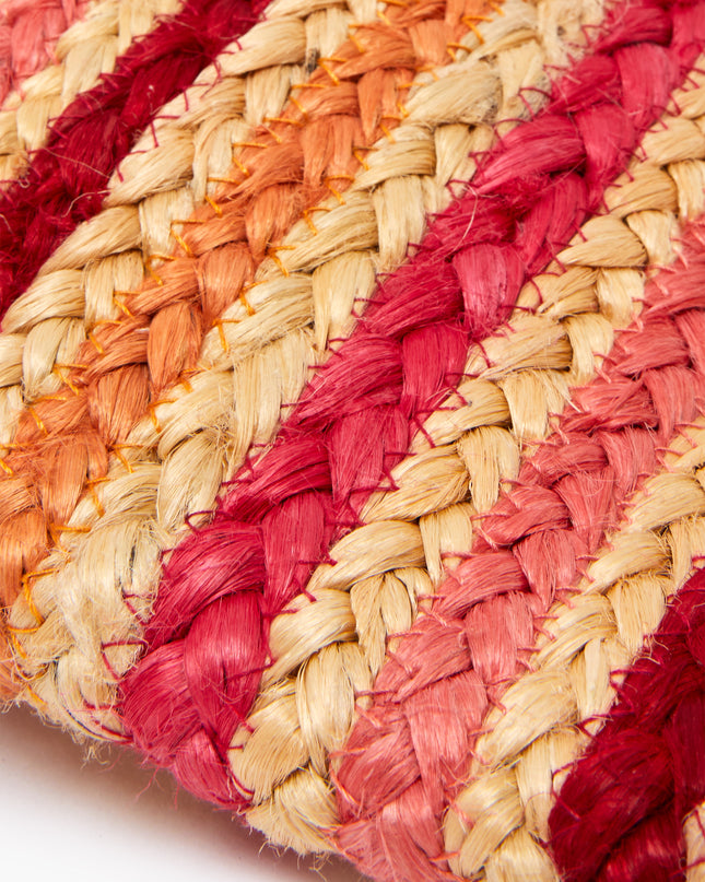 Rafia Stripe Beach Bag - Red Multi