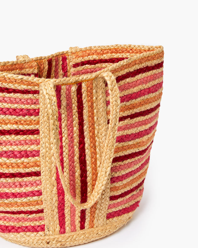 Rafia Stripe Beach Bag - Red Multi