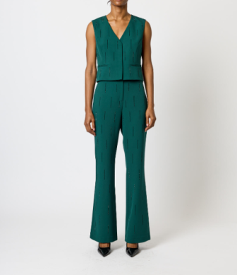 Miles Embellished Trouser - Emerald Green