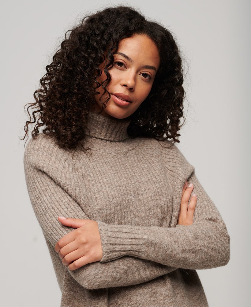 Brushed Rib Slouch Neck Jumper - Sand