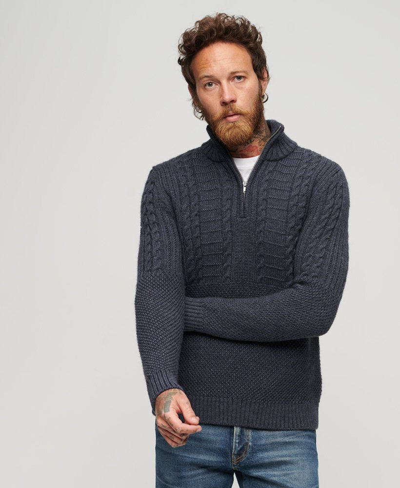 Vintage Jacob Cable Knit Half Zip Jumper