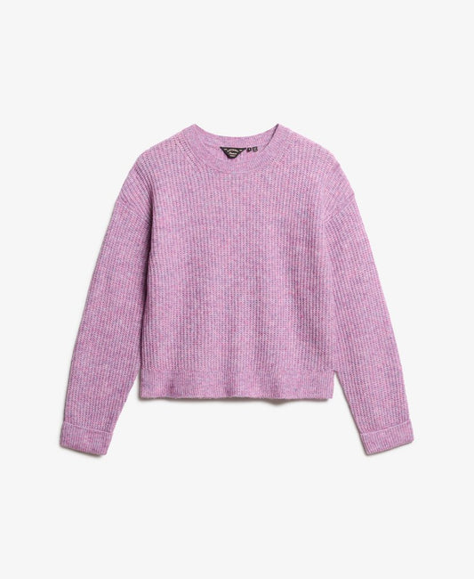 Superdry Brushed Crew Neck Jumper - Lilac Pink Twist