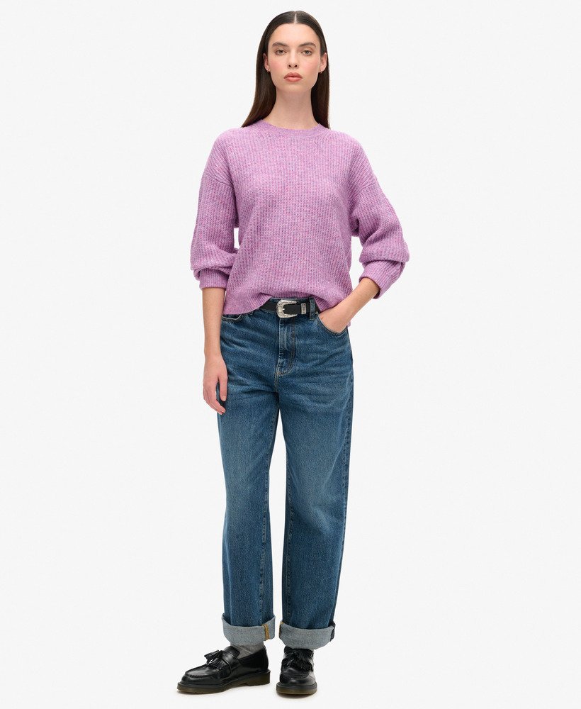 Superdry Brushed Crew Neck Jumper - Lilac Pink Twist