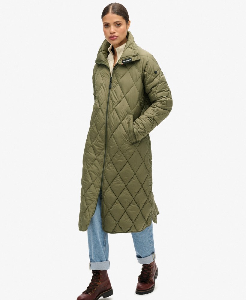 Superdry Superlong Quilted Liner Jacket - Chive Green