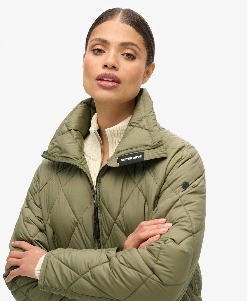 Superdry Superlong Quilted Liner Jacket - Chive Green