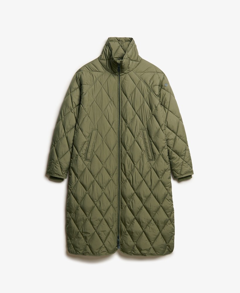 Superdry Superlong Quilted Liner Jacket - Chive Green