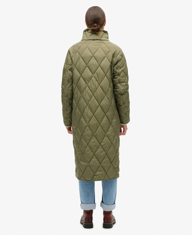 Superdry Superlong Quilted Liner Jacket - Chive Green