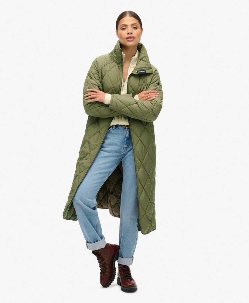 Superdry Superlong Quilted Liner Jacket - Chive Green