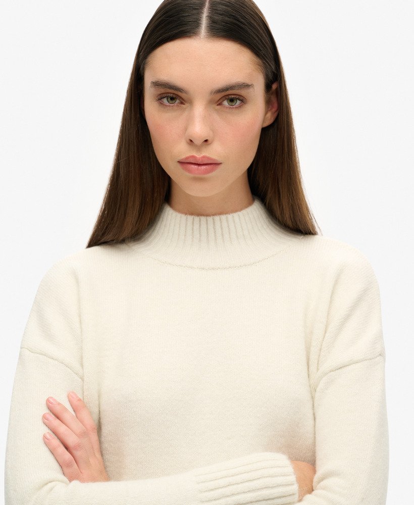 Superdry Essential Mock Neck Jumper - Bright White