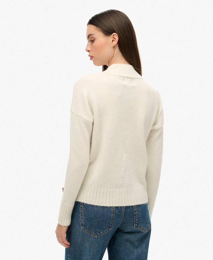 Superdry Essential Mock Neck Jumper - Bright White