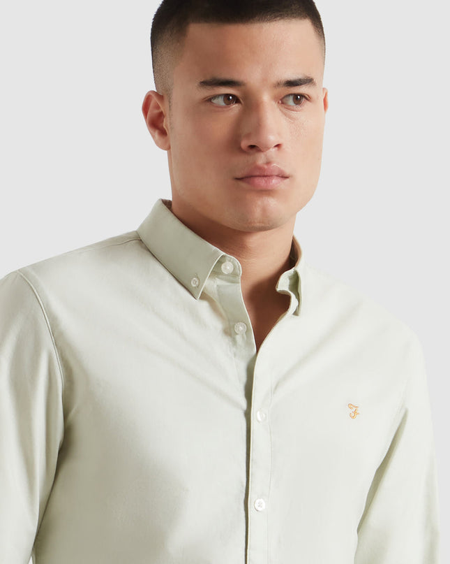 Farah Slim Fit Organic Cotton Oxford Shirt In Soft Green