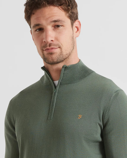 Merino Wool Quarter Zip Sweater In Rosemary