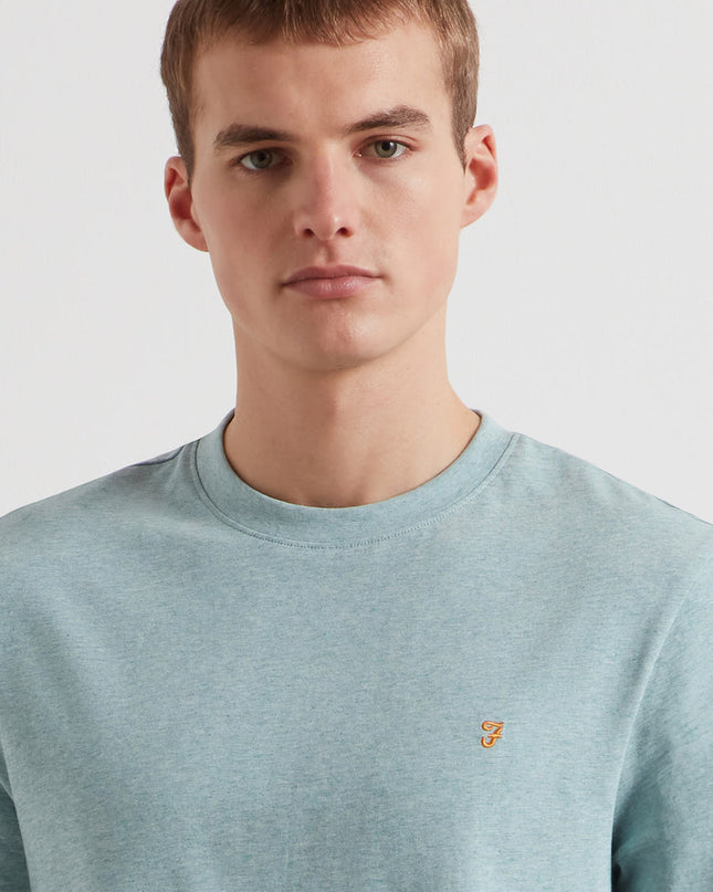 Danny Regular Fit Organic Cotton T-Shirt In Green Mist Marl