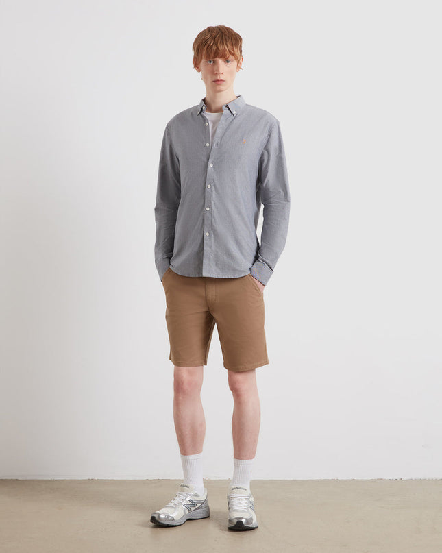 Slim Fit Organic Cotton Oxford Shirt In Farah True Navy