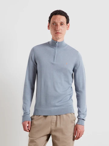 Merino Wool Quarter Zip Sweater - Icelandic Blue