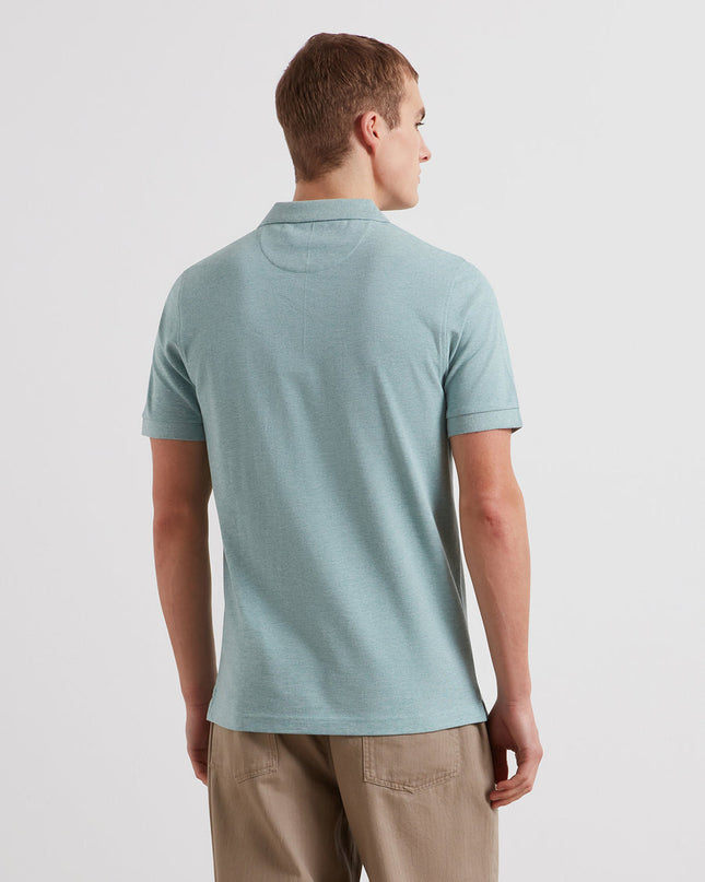 Blanes Organic Cotton Polo Shirt In Blue Green Mist Marl